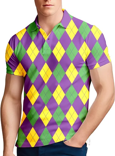 Vista 11 de Camisa de golf de los años 80 para hombre, ajuste seco, manga corta, estampada, divertidas, camisas de golf de los años 90 para hombre