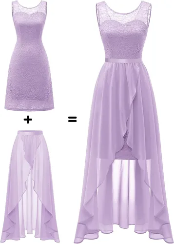 Vista 2 de BeryLove Vestido formal de cóctel para mujer, con abertura alta, sin mangas, elegante, para dama de honor