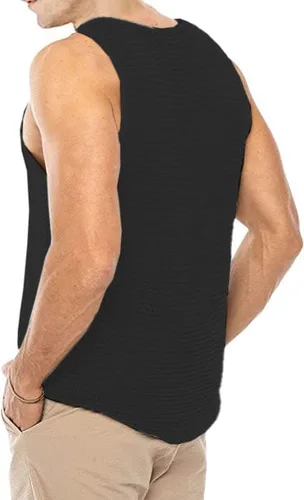 Vista 2 de Lanliun Camisetas sin mangas transparentes para hombre, casuales, únicas, para entrenamiento, al aire libre, camisetas para gimnasio y músculo