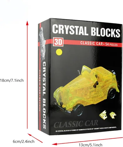 Vista 7 de Rompecabezas de cristal 3D clásico para automóvil, rompecabezas de cristal para rompecabezas a partir de 16 años, 54 piezas (negro)