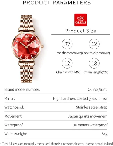 Vista 4 de OLEVS Reloj prismático de diamantes de moda para mujer, reloj analógico de cuarzo de acero fino y elegante