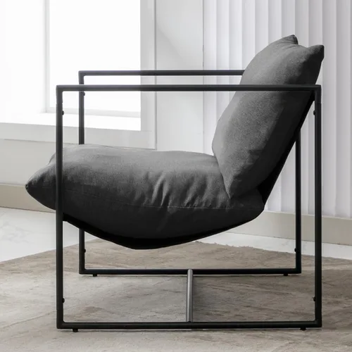 Vista 4 de Silla tipo cabestrillo, silla de acento suave con marco de acero, cómoda silla reclinable con cojín suelto para lectura para sala de estar, sala