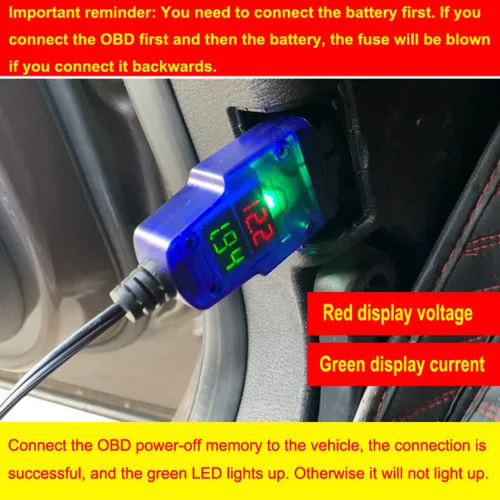 Vista 5 de OBD2 - Conector de protección de ahorro de memoria para coche, batería automotriz, ECU, protector de apagado y apagado del vehículo, herramienta