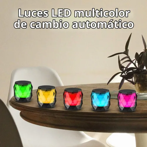 Vista 5 de LFS Altavoz Bluetooth Portátil con Luces, Altavoz Inalámbrico Impermeable de Luz Nocturna Magnético, LED de 7 Colores Auto-Cambiante, Micrófono