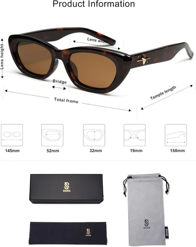 Vista 5 de SOJOS Gafas de sol polarizadas de moda ojo de gato angostas para mujer retro lindos tonos SJ2284