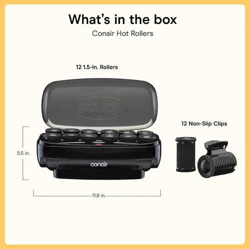 Vista 7 de Conair - Rulos calientes para cabello largo, mediano y corto, 12 rulos calientes Jumbo de 1 ½" con clips, rizadores para mujeres, volumen y rizos