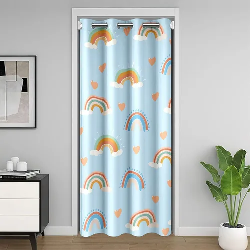 Vista 13 de jejeloiu Cow Skull Door Curtain for Doorway Privacy 34x80 Inch 1 Panel Kids Longhorn Skull Closet Cover for Boys Girls Teens Western Desert Room