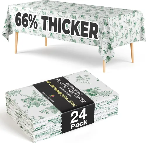 Vista 102 de Exquisite 66% Thicker Premium Plastic Table Cloth Rectangle Table Cover 0.5 Mil 6 Pack Aqua Table Cloth 54 Inch x 108 Inch Disposable Tablecloth