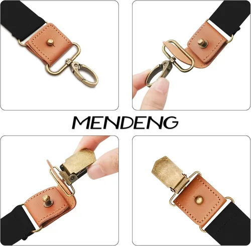 Vista 12 de MENDENG Tirantes de gancho giratorio de bronce vintage con 4 tirantes ajustables para hombre