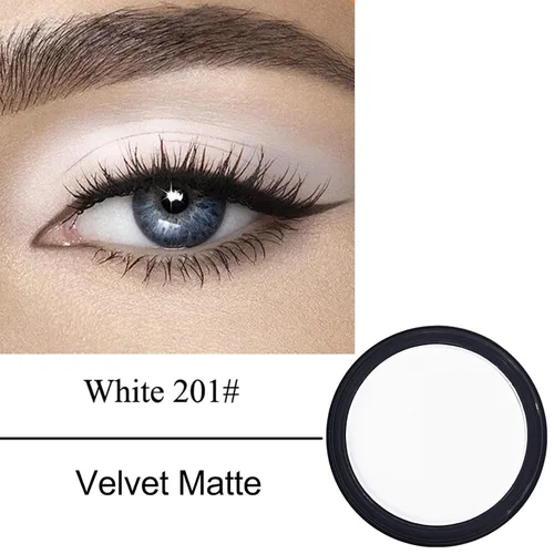 Vista 2 de Erinde Paleta de sombra de ojos blanca mate, sombra de ojos en polvo prensado blanco, ultra mezclable, color pigmentado, larga duración, base