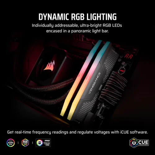 Vista 4 de CORSAIR Vengeance RGB RS DDR5 16 GB (1 x 16 GB) Hasta 6000 MHz AMD Intel Gris