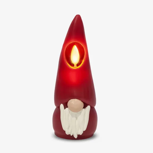 Vista 8 de Luminara Vela LED sin llama con figuras de gnomo, color verde, 2.2 x 6 pulgadas, funciona con pilas, decoración de Navidad e invierno, cera real