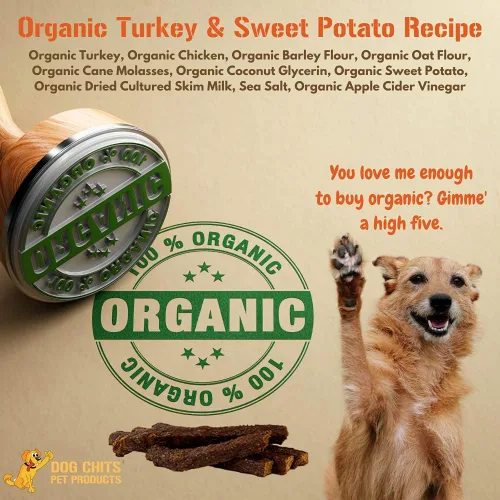 Vista 4 de Dog Chits Pavo y batata suave masticable para perros – Masticables para perros y cachorros Hecho en Estados Unidos Pavo orgánico Golosinas