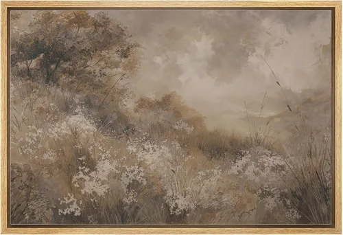 Vista 47 de wall26 Lienzo enmarcado de arte de pared, acuarela en tonos pastel, pino, árbol, bosque, lago, naturaleza, ilustraciones de área silvestre, arte