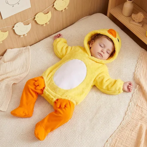 Vista 2 de Baby Boy Girl Halloween Costumes Duck Hooded Romper+Footed Pants Outfit