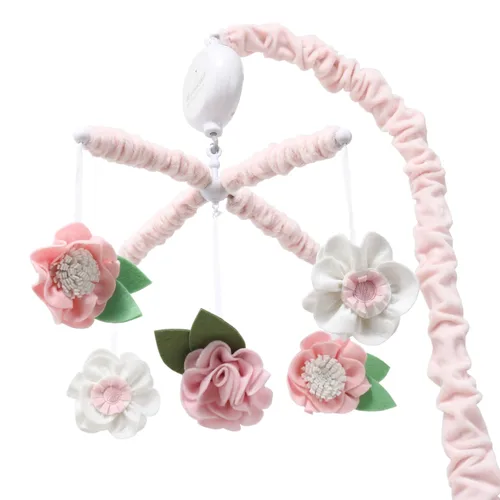 Vista 6 de Móvil de Cuna para Niñas de The Peanutshell - Móvil Musical Rosa para Cuna de Bebé con 12 Canciones de Cuna, Móvil de Cuna de Flores para Decoración