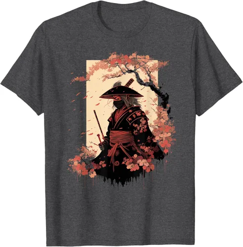 Vista 26 de Camiseta estética vintage samurái de arte japonés samurái retro cereza, Negro