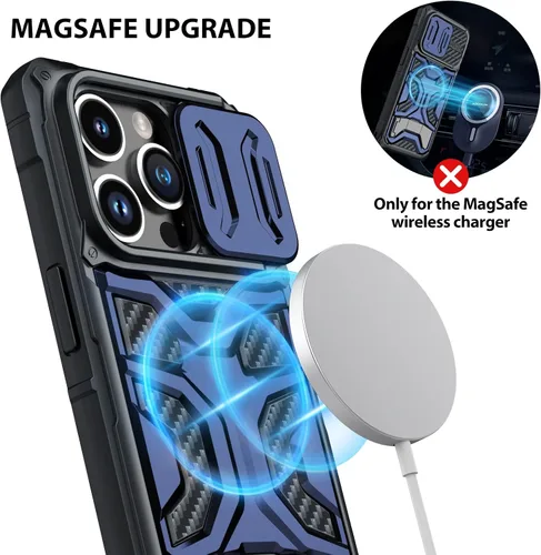 Vista 5 de Nillkin Funda para iPhone 14 Pro con soporte invisible [compatible con MagSafe] [Funda para cámara deslizante], protección contra caídas de grado