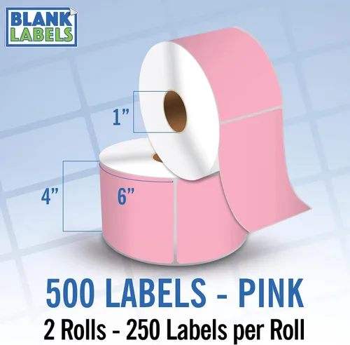 Vista 9 de Blank Labels Etiquetas en rollo de transferencia térmica directa de 4 x 6 pulgadas, 290 azules Núcleos de 3 pulgadas con Perfs Easy Tear