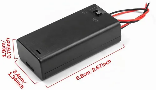 Vista 2 de Paquete de 2 2 soportes de batería AA con interruptor, 2 fundas de soporte de batería AA de 1.5 V con cables de cable e interruptor