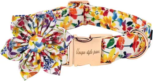 Vista 25 de Unique style paws Collar de perro de algodón con lazo, collar para cachorro con cuadrícula negra y azul para perros pequeños, medianos y grandes