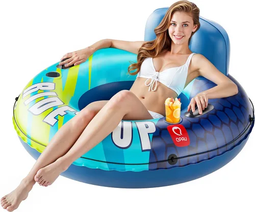 Vista 11 de QPAU River Tube, 0.4 mm Thick River Floats for Adults A-Azul oscuro 02