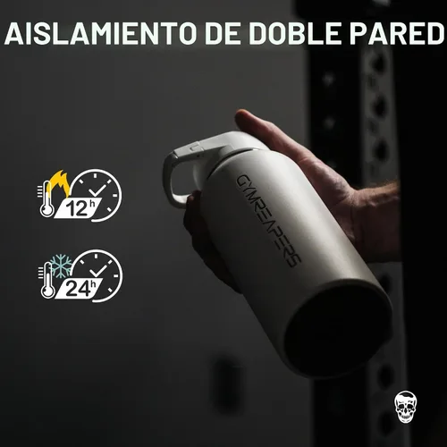 Vista 8 de Gymreapers Botella de agua aislada - Acero inoxidable 32 oz, 3 tapas (pajita, trago, cantimplora), aislamiento al vacío de doble pared, taza térmica
