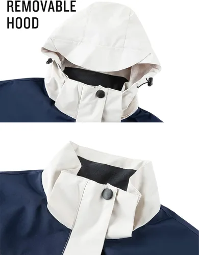 Vista 5 de SaphiRose Chaqueta impermeable para mujer, ligera, para exteriores, con capucha extraíble