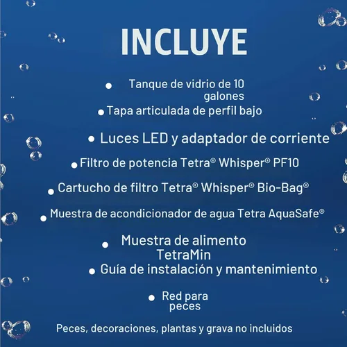 Vista 3 de Tetra Acuario, 10 Galones, Kit Completo de Tanque de Peces Tropicales con Iluminación LED para Peces de Agua Dulce