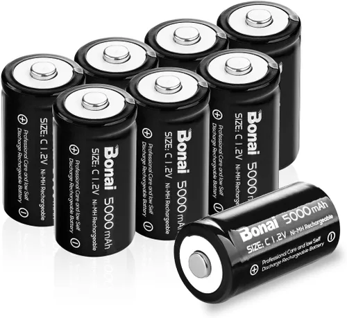 Vista 9 de BONAI Baterías C recargables, células C 5000mAh 1.2V Ni-MH de alta capacidad de tamaño C (paquete de 4)