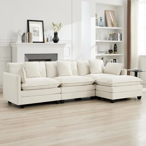 Vista 66 de Sofá modular en forma de nube de 113 pulgadas, sofás de asiento profundo de gran tamaño para sala de estar, sofá modular tapizado de chenilla