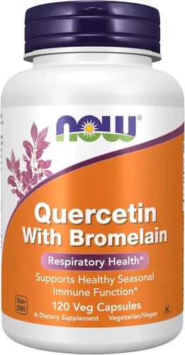 Vista 9 de Suplementos NOW, quercetina con bromelina, sistema inmunológico equilibrado*, 60 cápsulas vegetales