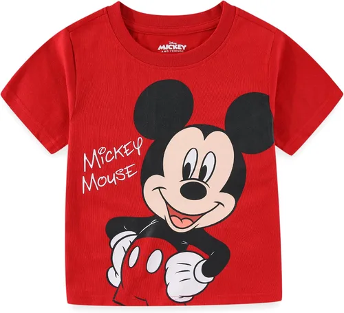 Vista 4 de Disney Mickey Mouse & Friends - Paquete de 4 camisetas para niños pequeños y niños pequeños, azul/rojo/amarillo/naranja