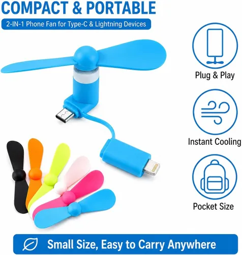 Vista 2 de ECHOZONE Mini ventilador de teléfono celular, paquete de 6, ventilador