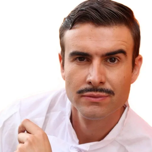 Vista 3 de Barba falsa para hombres, cabello humano falso cheurón, bigote realista, pelo facial falso atado a mano, barba de encaje para fiesta de disfraces