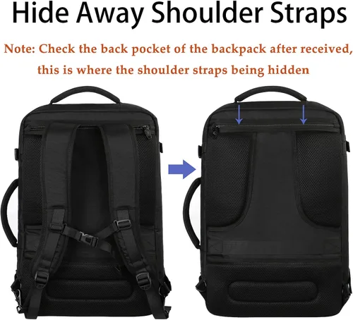 Vista 3 de MATEIN Mochila de viaje para hombre, mochila ligera de mano para mujeres, mochilas de negocios expandibles, mochila de senderismo impermeable