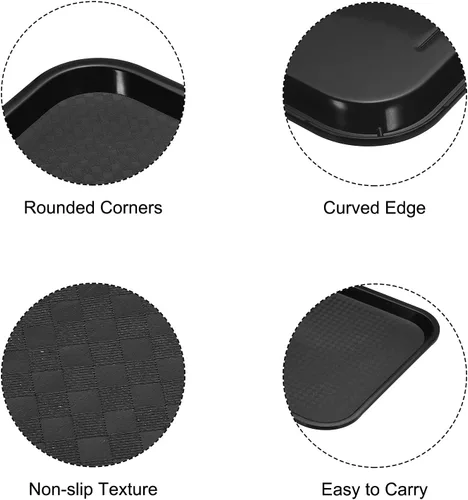 Vista 3 de PATIKIL Bandeja de comida rápida de 13.7 x 10.6, bandeja rectangular multiusos reutilizable de plástico PP para restaurante, cocina en casa