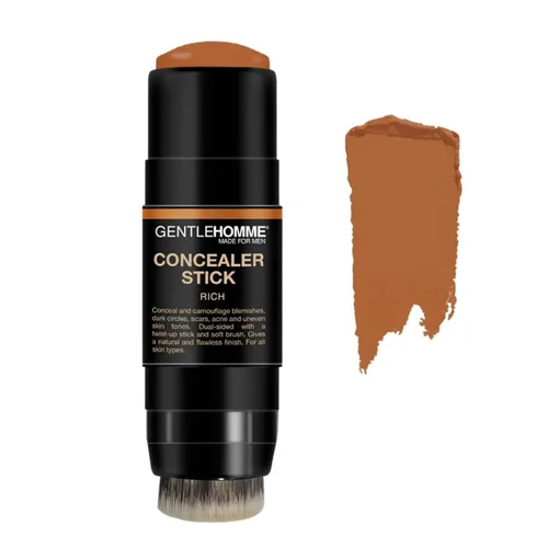 Vista 11 de Gentlehomme - Corrector en Barra - Corrector y Brocha 2 en 1 para Hombre - Para Manchas, Ojeras, Cicatrices, Acné y Tonos de Piel Desiguales Oscuro