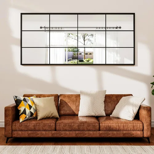 Vista 11 de Rowjut Espejo de pared en forma de arco de 30 x 20 pulgadas, espejo decorativo de pared y baño con marco de hierro, espejos de pared superior