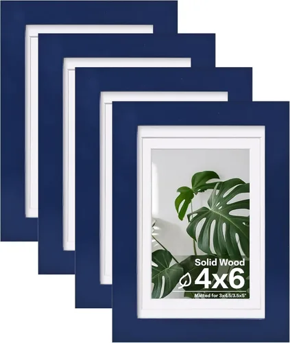 Vista 19 de Egofine - Marcos de fotos de 4 x 6 pulgadas (4 unidades) cubiertos por plexiglás, para fotos de 3 x 4.5 pulgadas / 3.5 x 5 pulgadas con paspartú