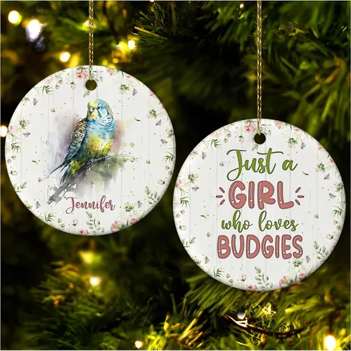 Vista 27 de Hyturtle Adorno de Navidad personalizado para amantes del panda rojo, adorno de cerámica con nombre personalizado de Just A Girl Who Loves Red
