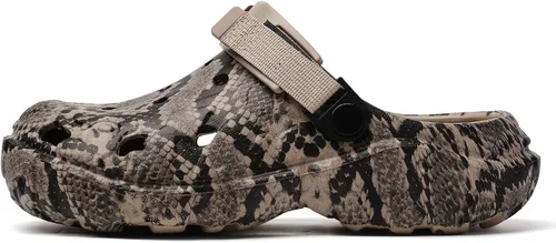 Vista 2 de SECHRITE Zuecos de jardín impermeables para hombre y mujer, estampado de serpiente, ligeros, antideslizantes, cómodos con correa ajustable