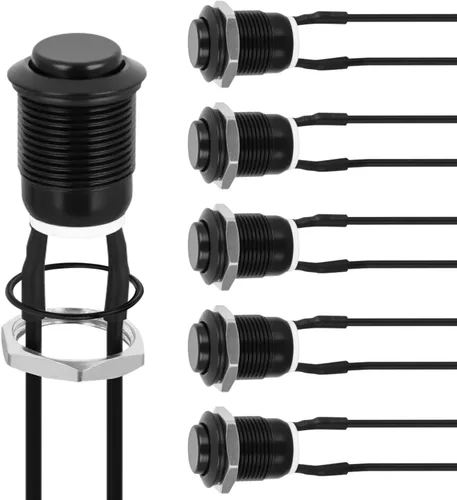 Vista 13 de Nilight Interruptor de botón de 0.472 in, 5 unidades con arnés precableado de acero inoxidable de 12 V 24 V, bloqueo automático, interruptores 5