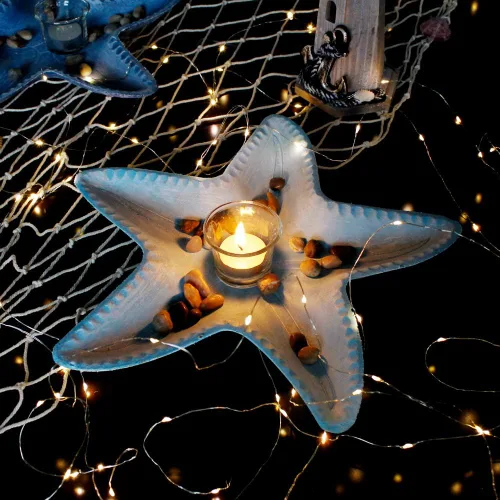 Vista 3 de Bandeja decorativa de estrella de mar de resina para mesa de centro de mesa de centro de mesa de centro