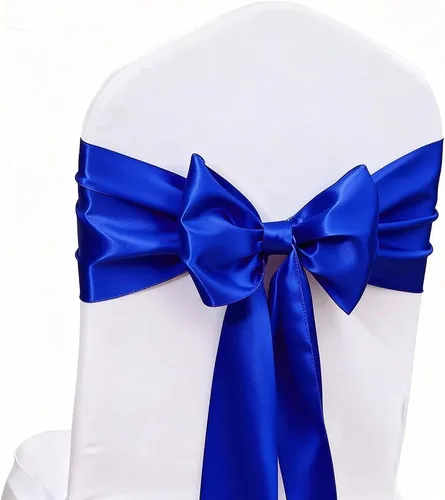 Vista 16 de Bandas de satén para sillas de color azul bebé, paquete de 50 lazos para sillas de color azul claro para boda, revelación de género, baby shower