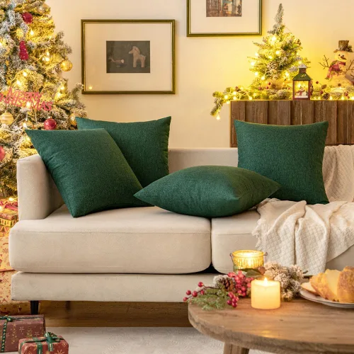 Vista 8 de MIULEE Paquete de 2 fundas de almohada decorativas para exteriores, impermeables, sólidas, de lino sintético, para jardín, granja, patio, tienda