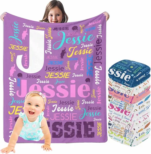Vista 9 de InterestPrint Manta de bebé personalizada con nombre, lindo muñeco de nieve negro, manta personalizada con nombre para niños, niñas, niños, manta