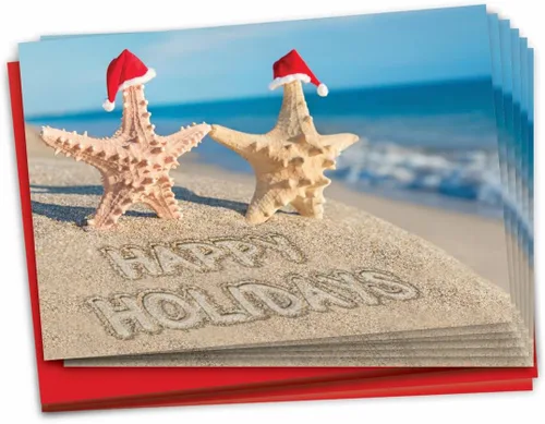 Vista 10 de The Best Card Company Paquete de 12 tarjetas de Navidad con sobres, humor navideño para hombres y mujeres (1 diseño, 12 tarjetas) – Playa tropical