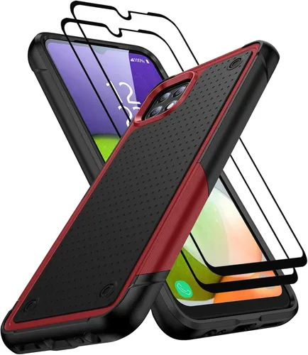 Vista 159 de Jeylly Compatible con Samsung Galaxy A22 5G Funda, Funda Samsung A22 5G con 2pcs protectores de pantalla de vidrio templado