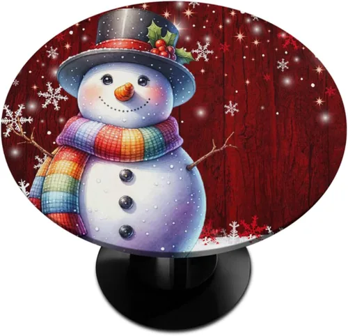 Vista 63 de Pardick Mantel redondo ajustable para decoración de Navidad, mantel circular rojo con elástico, lavable, para exteriores, cocina, fiesta, patio